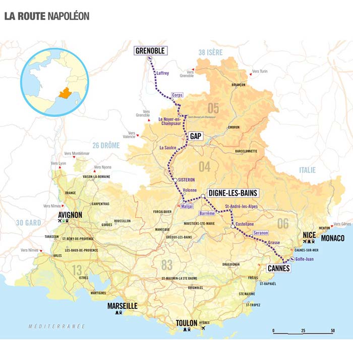 Carte sur la route napoleon